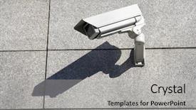  Presentation with security - Beautiful theme featuring intelligent building - security cam attached backdrop and a light gray colored foreground