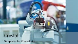  Presentation with artificial intelligent - Amazing presentation design having intelligent control system - robot arm is working smartly backdrop and a light blue colored foreground