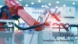  Presentation with robot arm - Presentation theme consisting of intelligent control system - robot arm is working smartly background and a light blue colored foreground