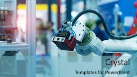  Presentation with robot arm - Beautiful slide set featuring intelligent control system - robot arm is working smartly backdrop and a light blue colored foreground