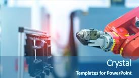  Presentation with robot arm - Presentation design with intelligent control system - robot arm is working smartly background and a ocean colored foreground