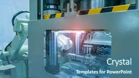  Presentation with arm robot - Presentation design enhanced with intelligent control system - robot arm is working smartly background and a ocean colored foreground