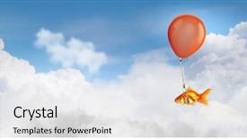  Presentation with goldfish - Amazing PPT layouts having intelligent coragous - goldfish fly on balloon mixed backdrop and a white colored foreground