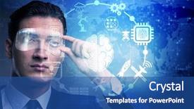  Presentation with artificial intelligent - Presentation theme with intelligent machin vision - artificial intelligence concept with businessman background and a ocean colored foreground