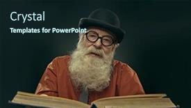  Presentation with old man - Colorful presentation enhanced with intelligent-old-man-in-glasses backdrop and a wine colored foreground