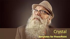  Presentation with old man - Slide set with intelligent-old-man-with-long background and a tawny brown colored foreground