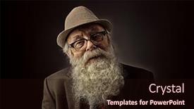  Presentation with old age - Beautiful PPT theme featuring intelligent-old-man-with-long backdrop and a wine colored foreground