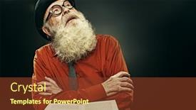  Presentation with old man - PPT theme having intelligent-old-man background and a tawny brown colored foreground