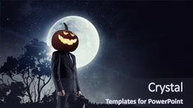  Presentation with scary - Presentation consisting of intelligent opportunism - scary businessman with pumpkin head background and a wine colored foreground