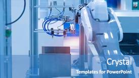  Presentation with artificial intelligent - Amazing presentation theme having intelligent system - robot arm is working smartly backdrop and a teal colored foreground