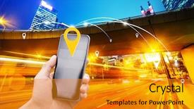  Presentation with transportation traffic - Colorful presentation theme enhanced with intelligent transportation - mobile phone with traffic backdrop and a gold colored foreground