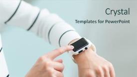  Presentation with intelligent transportation systems - Slide set with intelligent transportation systems - woma use of smart watch background and a lemonade colored foreground