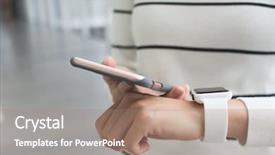  Presentation with intelligent transportation systems - Beautiful presentation design featuring intelligent transportation systems - young woman using wearable watch backdrop and a coral colored foreground