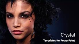  Presentation with black light - Slide deck featuring intense look of beautiful woman wearing party makeup and black feather boa stripes of shadow and light background and a black colored foreground