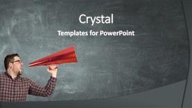  Presentation with trumpet - Presentation theme consisting of intensify - guy make announcement in trumpet background and a  colored foreground