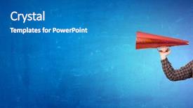  Presentation with announcement - Audience pleasing presentation theme consisting of intensify - guy make announcement in trumpet backdrop and a  colored foreground