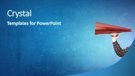  Presentation with announcement - Presentation theme with intensify - guy make announcement in trumpet background and a ocean colored foreground