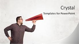  Presentation with trumpet - Audience pleasing slide deck consisting of intensify - hipster man shout in trumpet backdrop and a white colored foreground