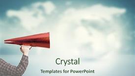  Presentation with man lust - Beautiful slides featuring intensify - man shouting in pape cone backdrop and a  colored foreground