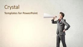  Presentation with paper - Colorful theme enhanced with intensify - young businessman screaming emotionally backdrop and a  colored foreground