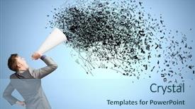  Presentation with paper - Colorful slides enhanced with intensify - young businessman screaming emotionally backdrop and a  colored foreground