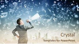  Presentation with paper - Audience pleasing PPT theme consisting of intensify - young businessman screaming emotionally backdrop and a  colored foreground