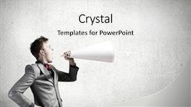  Presentation with paper - PPT layouts having intensify - young businessman screaming emotionally background and a white colored foreground