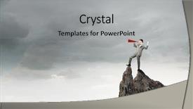  Presentation with trumpet - PPT layouts having intensify - young businessman screaming emotionally background and a  colored foreground