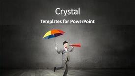  Presentation with umbrella - Amazing theme having intensify - young businessman with colorful umbrella backdrop and a  colored foreground