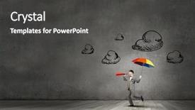  Presentation with umbrella - Colorful PPT theme enhanced with intensify - young businessman with colorful umbrella backdrop and a  colored foreground