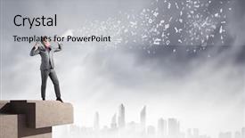  Presentation with paper - Colorful PPT theme enhanced with intensify - young excited businessman screaming backdrop and a  colored foreground