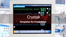  Presentation with intensive care unit - Slide set featuring intensity science - electrocardiogram monitor in intensive care background and a wine colored foreground