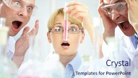  Presentation with substance - Slide deck having intensity science - three shocked scientists looking background and a sky blue colored foreground