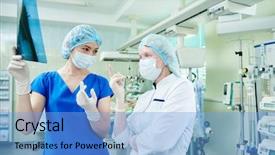  Presentation with intensive care unit - Presentation theme enhanced with intensive care unit female doctor background and a light blue colored foreground