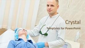  Presentation with facial - Colorful slide set enhanced with intensive terapy - beauty facial procedure male doctor backdrop and a lemonade colored foreground