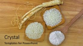  Presentation with ginseng - Amazing PPT theme having intensive terapy - white rice sesame seeds chinese backdrop and a gold colored foreground