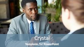  Presentation with african american meeting - PPT theme having intentions - two business people meeting background and a teal colored foreground