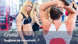  Presentation with weight lifting - Audience pleasing slide deck consisting of interact club - couple in fitness gym backdrop and a ocean colored foreground