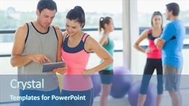  Presentation with digital - Colorful presentation design enhanced with interact club - fit couple looking at digital backdrop and a ocean colored foreground