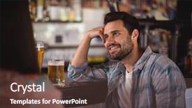  Presentation with beer bar pub tap counter - Presentation design having interact club - happy couple interacting while having background and a tawny brown colored foreground