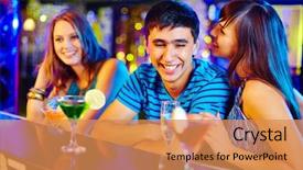  Presentation with garden tea party pretty - PPT theme featuring interact club - portrait of pretty girl flirting background and a coral colored foreground