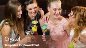  Presentation with cocktail bar - Amazing theme having interact club - smiling female friends interacting backdrop and a tawny brown colored foreground