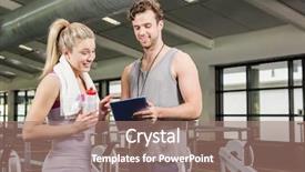  Presentation with trainer - Beautiful PPT layouts featuring interact club - woman talking to her trainer backdrop and a coral colored foreground