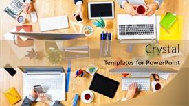  Presentation with team - Amazing theme having interacting-as-team-for-better backdrop and a yellow colored foreground