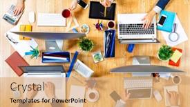  Presentation with team - Colorful slides enhanced with interacting-as-team-for-better backdrop and a coral colored foreground