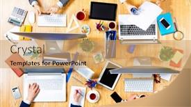  Presentation with team - Cool new slides with interacting-as-team-for-better backdrop and a coral colored foreground