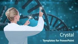  Presentation with forensic dna - Beautiful PPT theme featuring interacting with 3d dna strands backdrop and a ocean colored foreground