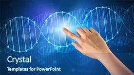  Presentation with interaction - Slide deck featuring interaction molecular - female hand touching dna molecule background and a ocean colored foreground