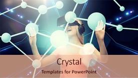  Presentation with laser light - Beautiful slide deck featuring interaction molecular - technology virtual reality cyberspace backdrop and a lemonade colored foreground