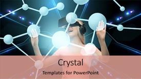  Presentation with laser light - Presentation theme enhanced with interaction molecular - technology virtual reality cyberspace background and a  colored foreground